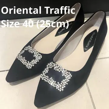 Oriental Traffic 비쥬 포인티드 펌프스 25cm 블랙