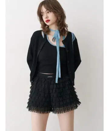 jouetie 레이스 티어드 프릴 숏팬츠 블랙