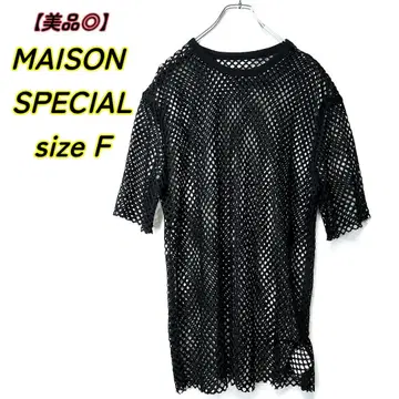 MAISON SPECIAL 숏 슬리브 메쉬 T셔츠 블랙 FREE