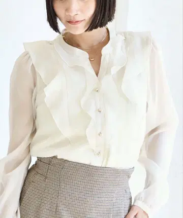 VIS 시어 러플 블라우스