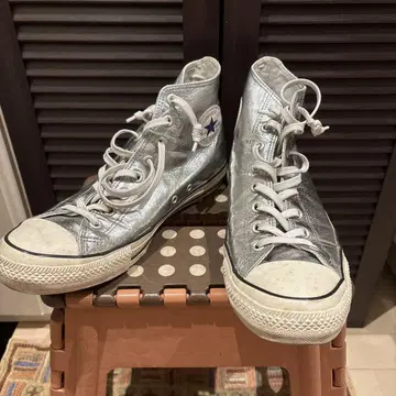 CONVERSE ALL STAR 실버 하이컷 스니커즈