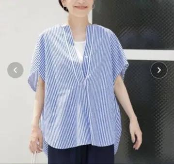 URBAN RESEARCH DOORS 린넨 면 코쿤 스트라이프 셔츠