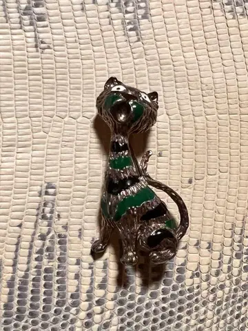 고양이 silver 액세서리 브로치 고양이 패턴 24g