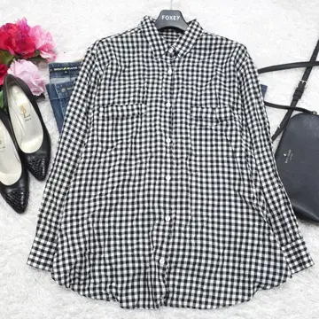 G8581*IENA 이에나 체크 무늬 셔츠 블라우스 블랙 화이트 38