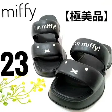 [컨디션 최상] miffy 여성용 샌들 통굽 경량 블랙 샌들 23