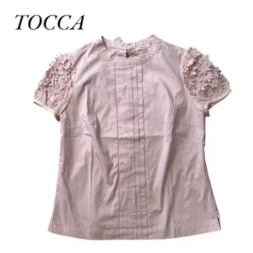 TOCCA 토카 쉬폰 소매 꽃 자수 블라우스 리본 핑크 빅 사이즈