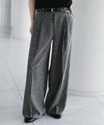 BREEZE TWEED DEEP TUCK BAGGY SLACKS