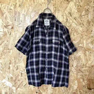 Vintage 구제 온브레 체크 레이온 100% 반팔 셔츠