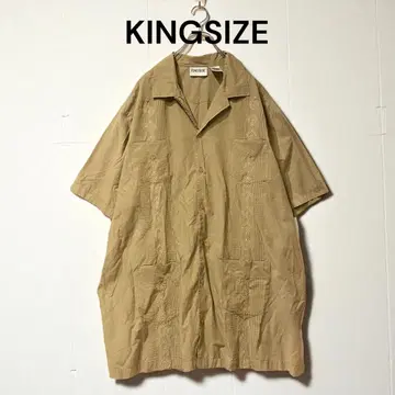 3XL KINGSIZE 킹사이즈 쿠바 셔츠 자수 카키