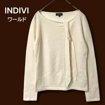 INDIVI 울 캐시미어 혼방 보타이 니트탑 아이보리 M