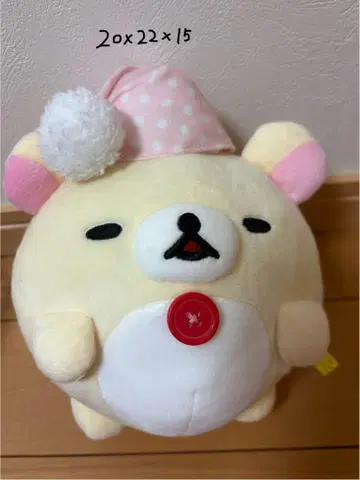 코리락쿠마 봉제 인형 핑크 모자 포함