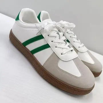 새상품 남성용 25.0cm 저먼 트레이너 스니커즈 화이트 그린 2467W