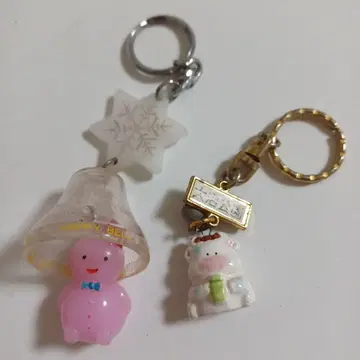 홋카이도 레트로 팬시 키링 당시 물품 2개 세트 소 눈사람