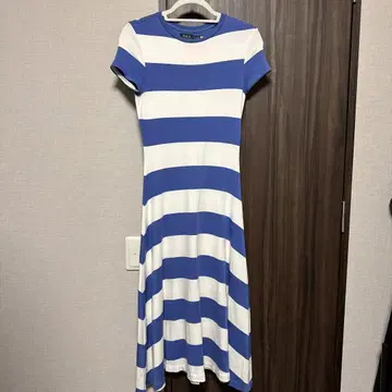 Polo Ralph Lauren 반팔 롱 원피스 블루 화이트 보더 S