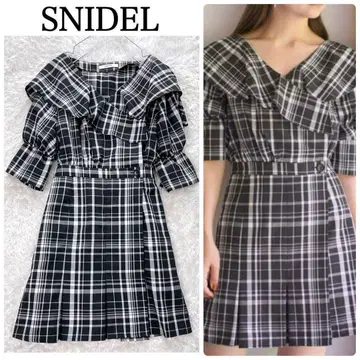 새상품급 스나이델 프릴 미니 원피스 체크 S 사이즈 플리츠