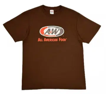 A&W 로고 티셔츠: 브라운 사이즈 L 사이즈 반팔 티셔츠