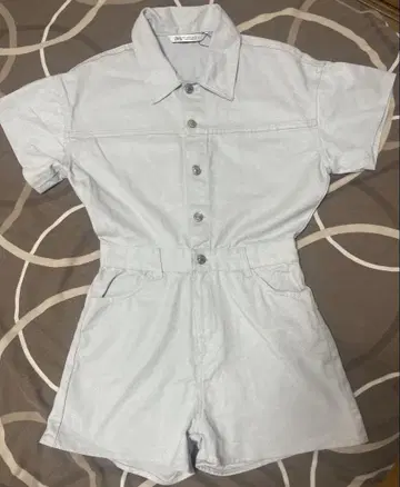 ZARA 점프수트 데님풍 라이트 블루 S 사이즈 반짝이 소재