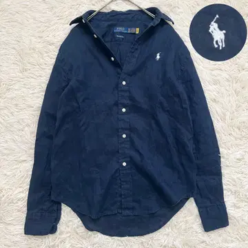 23AW 폴로 랄프로렌 XXS 네이비 린넨 셔츠 긴팔 포니 자수