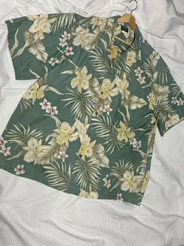 하와이산 알로하 셔츠 꽃무늬 반팔 그린 4XL