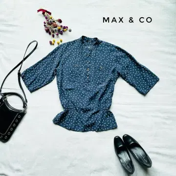 MAX&CO 반팔 셔츠 블라우스 요트 패턴 네이비 S