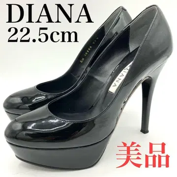 다이애나 펌프스 22.5cm 에나멜 하이힐 블랙 파티
