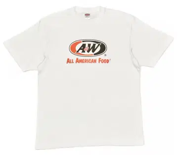 A&W 로고 티셔츠: 화이트 L 사이즈 반팔 티셔츠