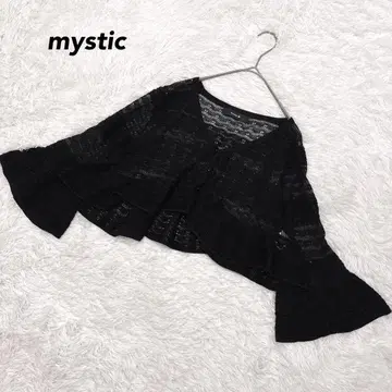 [미스틱] 크롭 레이스 짜임 가디건 블랙 겉옷 비침 봄/여름
