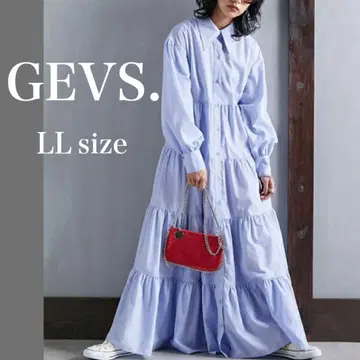 새상품급 GEVS. 제이비스 티어드 맥시 셔츠 원피스 블루 LL