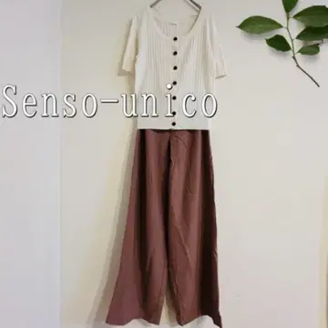 Senso-unico 턱 와이드 플레어 팬츠 (M) 더스티 핑크