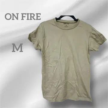 단 1점 ON FIRE 베이지 M 사이즈 반팔 티셔츠 베이지