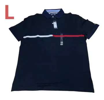 미사용 새상품 TOMMY HILFIGER 블랙/네이비 피케 셔츠 L