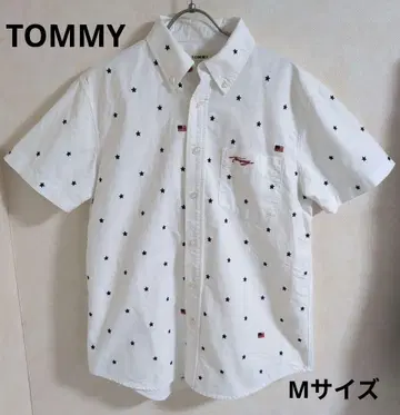 TOMMY 반팔 셔츠 M 사이즈 별 성조기 패턴 자수