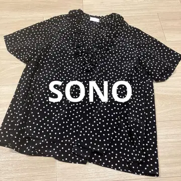 SONO 소노 도트 블라우스 반팔 티셔츠 블랙 블랙