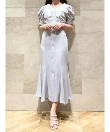 자수 화이트 칼라 머메이드 원피스