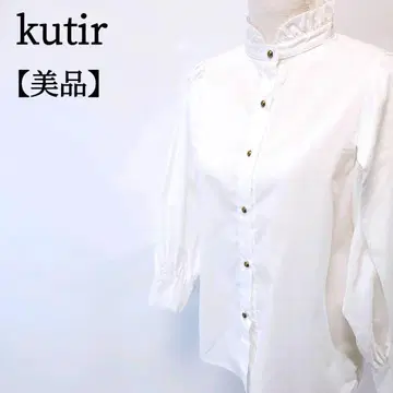 [새상품급] kutir 비침 프릴 스탠드 카라 벌룬 슬리브 긴팔 셔츠