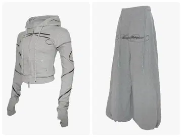 S embroidery ribbon pants &hoodie