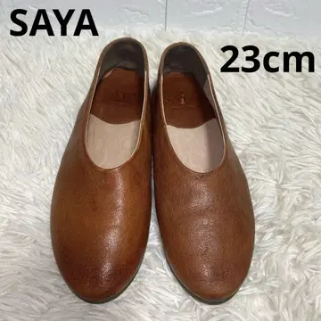 [고품질] SAYA 플랫슈즈 슬립온 가죽 천연 가죽 23cm