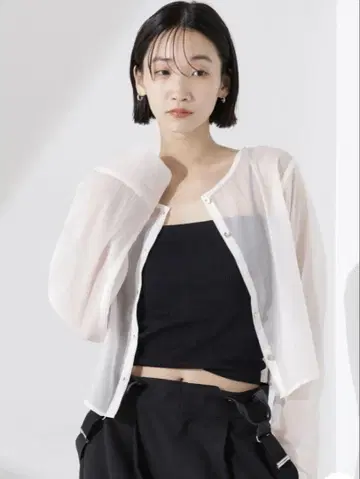 [미사용 택 없음] 전후 2Way 골드 버튼 크롭 와이드 셔츠