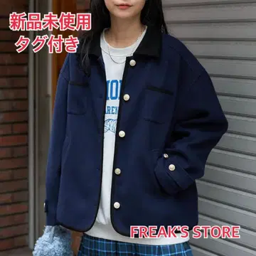 [택 포함 새상품] FREAK'S STORE 금장 멜란지 자켓 네이비
