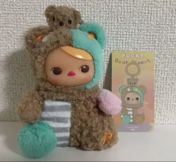 POPMART PUCKY 베어 플래닛 시리즈 봉제 인형 키체인