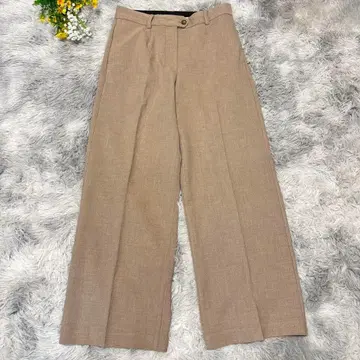M&S 와이드 팬츠 [ L ] UK12 베이지 센터 프레스 풀렝스