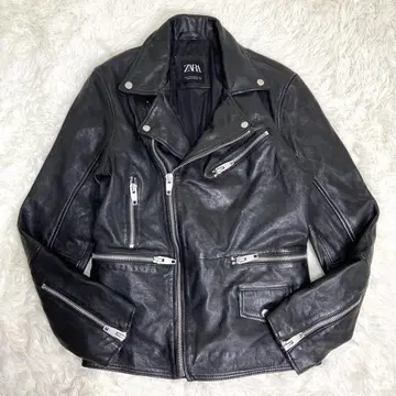 ZARA 자라 램 가죽 더블 라이더 자켓 M