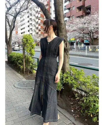 LAGUNAMOON 플레어 슬리브 데님 원피스