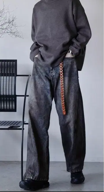 청바지 VINTAGE WASHED CURVED DENIM