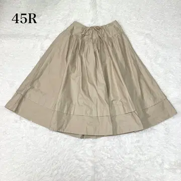 45R 얇은 고밀도 개버딘 턱 이지 스커트 베이지 허리밴딩