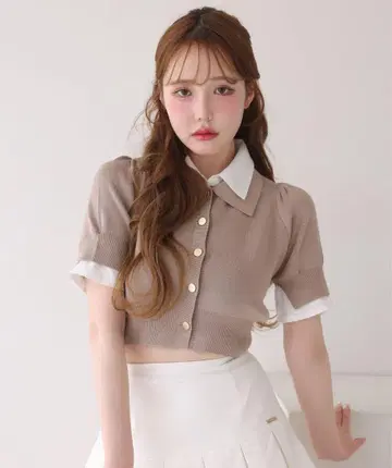 oneafteranotherNICECLAP 레이어드 카라 부착 폴로 니트