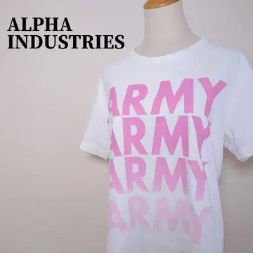 알파인더스트리 [ ARMY ] 로고 프린트 코튼 티셔츠 화이트 L