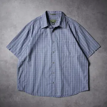 00s Eddie Bauer 숏 기장 체크 셔츠 반팔 셔츠