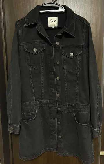 ZARA 블랙 데님 자켓 미디 기장