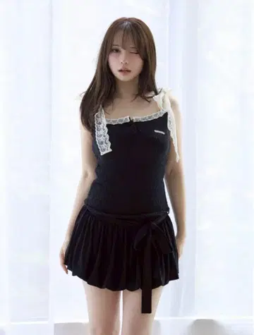 ANDMARY Cotton ribbon tank black